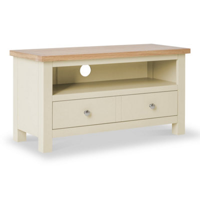 Farro Cream 90Cm Small Tv UnitFully AssembledPainted With Oak Top By Roseland Furniture from B&Q