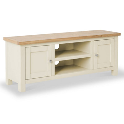Farro Cream 120Cm Large Tv UnitFully AssembledPainted With Oak Top By Roseland Furniture from B&Q