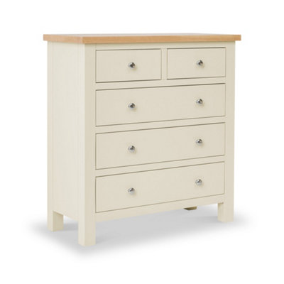 Farro Cream 2 Over 3 Chest Of Drawers Fully AssembledPainted With Oak Top By Roseland Furniture from B&Q