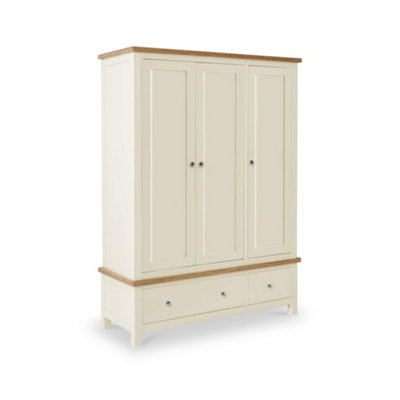 Farro Cream Triple Wardrobe With 2 DrawersBy Roseland Furniture from B&Q