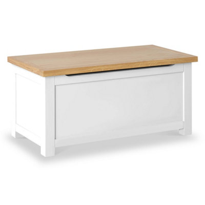 Farro White Ottoman Blanket BoxPainted With Oak TopFully Assembled By Roseland Furniture from B&Q