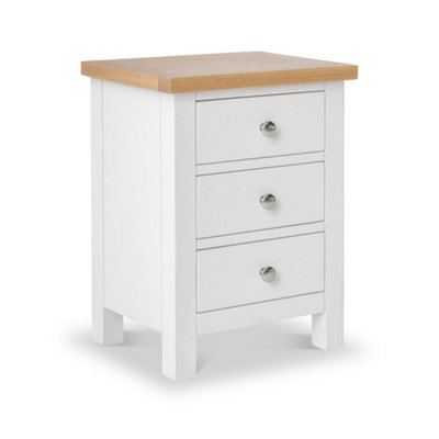 Farro White Bedside TableFully Assembled 3 Drawer CabinetBy Roseland Furniture from B&Q