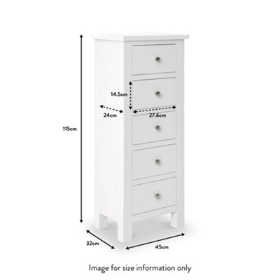 Cornish White 5 Drawer Tallboy Chest Fully AssembledBy Roseland Furniture from B&Q