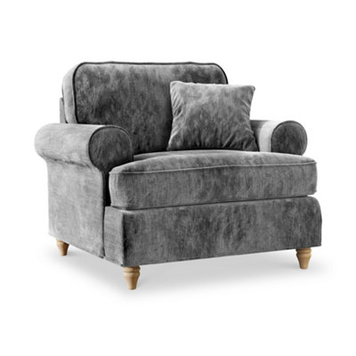Alfie Charcoal Grey Armchair For Living RoomFully Assembled By Roseland Furniture from B&Q