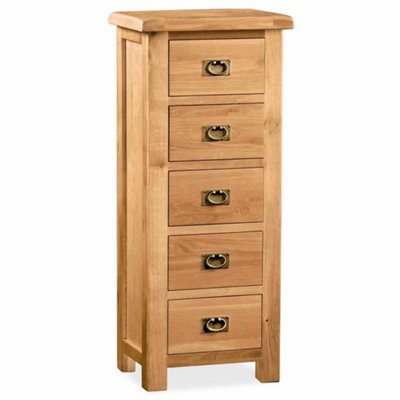 Zelah Oak 5 Drawer Tallboy Chest Fully AssembledBy Roseland Furniture from B&Q