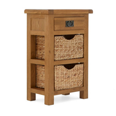 Zelah Oak Telephone Table With BasketsFully Assembled By Roseland Furniture from B&Q