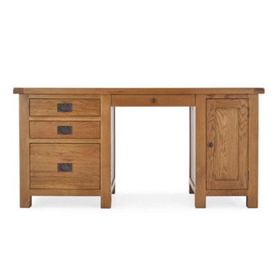 Zelah Oak Large Computer Desk With Drawers & CupboardBy Roseland Furniture from B&Q