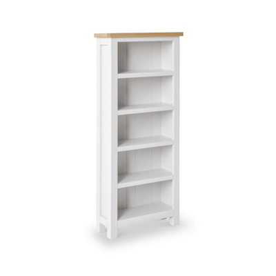 Farro White 5 Tier Narrow BookcasePainted With Oak TopBy Roseland Furniture from B&Q