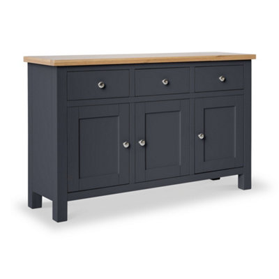 Farro Charcoal Large Sideboard Fully AssembledPainted With Oak Top By Roseland Furniture from B&Q