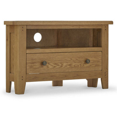 Roseland Furniture Grain Broadway Oak Corner Tv Unit - Fully Assembled By 90Cm