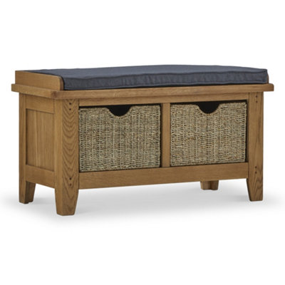 Broadway Oak Hallway Storage Bench With Baskets Fully Assembled By Roseland Furniture from B&Q