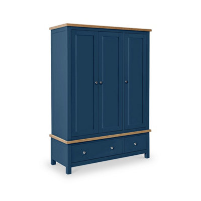 Farro Navy Blue Triple Wardrobe With 2 DrawersBy Roseland Furniture from B&Q