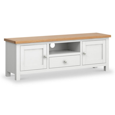Farro White 140Cm Wide Tv UnitFully AssembledPainted With Oak Top By Roseland Furniture from B&Q