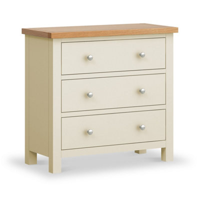 Farro Cream 3 Drawer Chest Of DrawersPainted With Oak TopFully Assembled By Roseland Furniture from B&Q