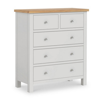 Farro Grey Xl 2 Over 3 Chest Of Drawers Fully AssembledPainted With Oak Top By Roseland Furniture from B&Q