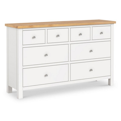 Farro White Xl 8 Drawer Chest Fully AssembledPainted With Oak Top By Roseland Furniture from B&Q