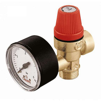 Caleffi Safety Relief Valve 1/2' M X 1/2' F 3 Bar With Pressure Gauge 314430 from B&Q