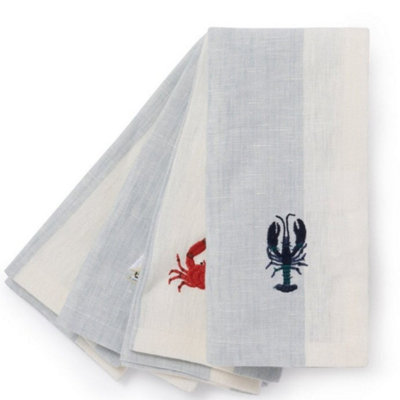 Napkins: 4 X Sophie Allport Coastal Boats Embroidered NapkinsLinen from B&Q
