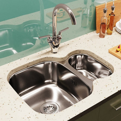 Astini Renzo 1.5 Bowl Stainless Steel Kitchen SinkWaste & Saturn Tap from B&Q