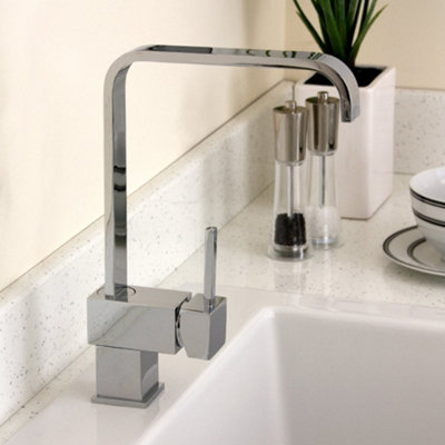  - Cosmo Single-Lever Swivel Kitchen Mixer TapBrushed Steel & Chrome1 Tap Hole200mm Spout Height210mm Reach