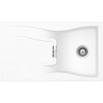 Schock Cristadur White Matt Granite 1-Bowl Kitchen Sink 860 X 500mm Inset / Undermount from B&Q