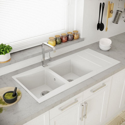 Astini Xeron 2.0 Bowl White Smc Synthetic Reversible Kitchen Sink & Waste from B&Q