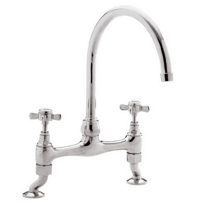 Astini Victoria Chrome Twin Crosshead Kitchen Sink Bridge Mixer Tap from B&Q