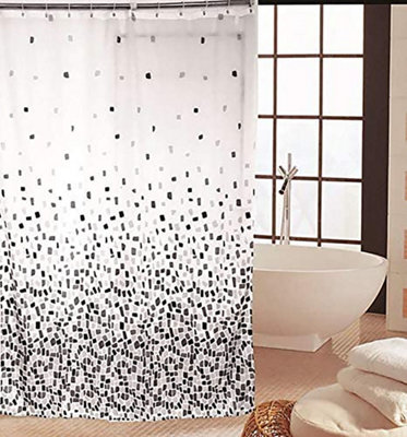 Kav High Quality Polyester Fabric Shower Mould And Mildew Resistant Curtain 180X180Cm Tiles Patterned (Grey Mosaic1) from B&Q