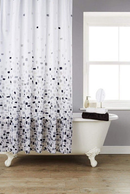 Kav Polyester Fabric Shower Mould And Mildew Resistant Curtain 180X180Cm Tiles Patterned