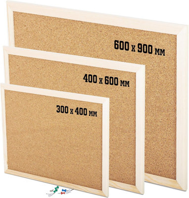 KavCork Notice Office Memo School With 6 Push Pins Classic Wood Natural Frame BoardBrown (300mm X 400mm) from B&Q