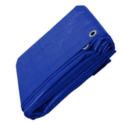 Kav Blue 3.60 X 5.40 Meters Waterproof Tarpaulin For Universal Cover Garden FurnitureCampingRoof Ground Sheet Eyelets 120 Gsm from B&Q