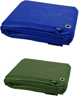 Kav Green 4.80 X 6 MetersWaterproof Tarp For Garden FurnitureCampingBuilding Site Ground Sheet With Eyelets 120 Gsm from B&Q