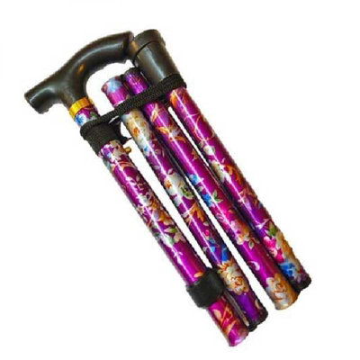 Kav Walking StickEasy Adjustable Height Folding Extendable Walking CaneLightweight And Durable  Walking Stick(Purple Floral) from B&Q