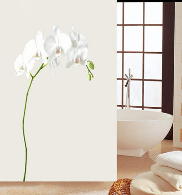 Kav Shower Curtain 3D Bath Room Curtain Mould Mold Mildew Resistant Polyester Fabric With 12 Hooks180X180Cm (White Flower) from B&Q
