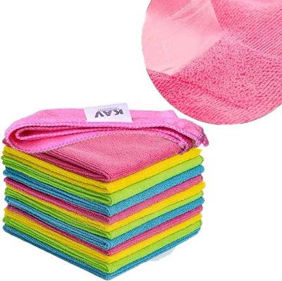 Kav 40X40Cm Microfibre Towel For CleaningReusable Ultra Absorbent Lint Free Multipurpose TowlePack Of 4 In Vibrant Colors from B&Q