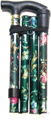 Kav Walking StickEasy Adjustable Height Folding Extendable Walking CaneLightweight And Durable  Walking Stick(Green Flower) from B&Q