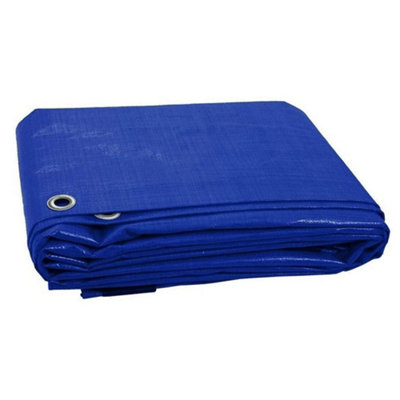 Kav Universal 120 Gsm Tarpaulin Waterproof Heavy Duty Cover Sheet For Garden Furniture- 18X24 Ft (5.5X7.3 M)Blue from B&Q