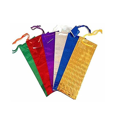 B&Q -  Assorted Wine Bottle Holographic Bags With Rope Holder For Christmas GiftsXmas Wrap Presents(Pack Of 50 Pcs)