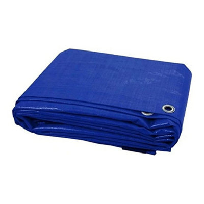 Kav -Tarpaulin Waterproof Heavy Duty 130 Gsm Large3.60 X 5.48 M (12 X 18 Ft) Multifunctional Quality Cover Tarp (Blue) from B&Q