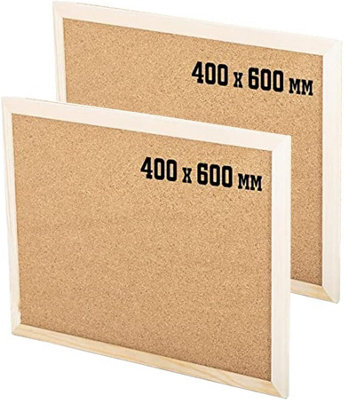 Kav 600mm X 400mm Cork Notice Pin BoardNoticeboard Bulletin Wooden Frame For OfficeSchoolBedroomMemo (Pack Of 2) from B&Q