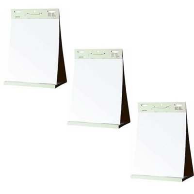 Rackhams Tabletop Self Stick Flipchart Paper Pad With Plain Perforated 20 Sheets For Office, Restaurant, School, Home - 70 Gr/M² Paper, 58.5X50cm (Pack 3) - Image 3