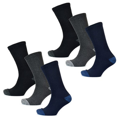 Kav Mens Big Foot Crew SocksFully Cushioned Comfort Heavy Duty Extra Thick Heel And Toe Protection Smart Uk 11-14 (Pack Of 6) from B&Q
