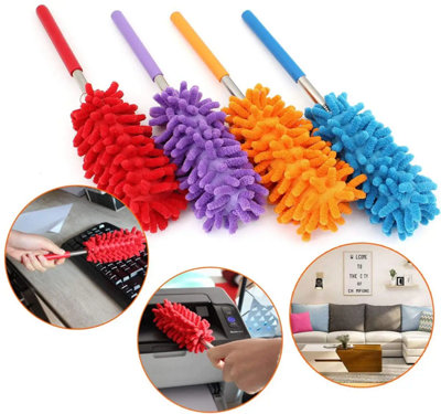 Kav Pack Of 3 Extendable Multifunctional Telescopic Microfibre Cleaning Duster Feather BrushSoft Removable HeadSteel Handle from B&Q