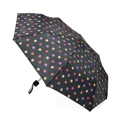 Kav Ladies Supermini Umbrella Compact Stylish Automatic Folding UmbrellaRain And Sun Protection (Navy With Multicolour Spot) from B&Q