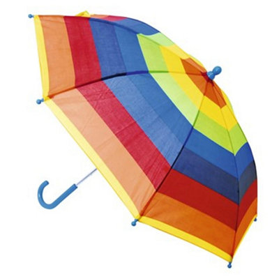 Kav Kids Auto Striped Umbrella Durable 170T Taslon Fabric Child-Friendly Stylish And Vibrant Design (Striped Multicolour) from B&Q