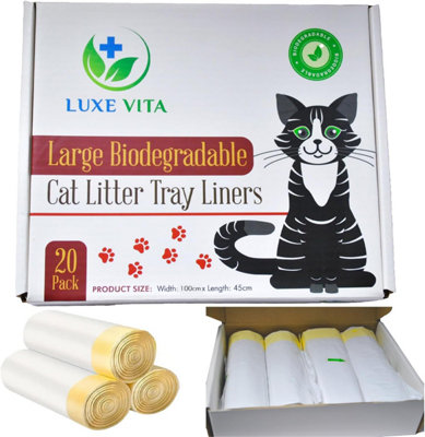 B&Q -  Biodegradable Cat Litter Tray LinersHeavy Duty Leak ProofEasy CleanupPet Waste Bags 20 Pack (100X45) Cm