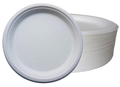 Kav Disposable 10 Inch Biodegradable Bagasse Plates(200 Plates) from B&Q