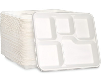 B&Q -  100% Compostable And Biodegradable 5 Compartment Disposable Plates