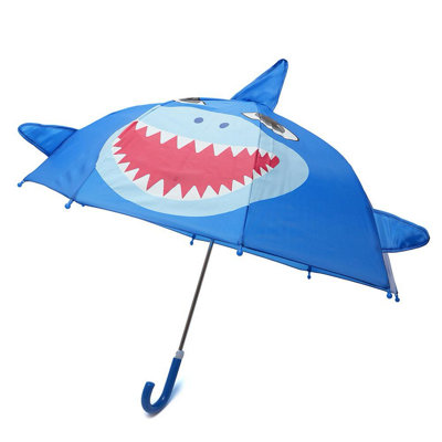 Kav Kids Striped Dome UmbrellaLightweightAuto-OpenWindproof & Waterproof Parasol For Boys & GirlsShark from B&Q