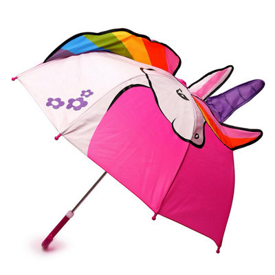 Kav Kids Striped Dome UmbrellaLightweightAuto-OpenWindproof & Waterproof Parasol For Boys & GirlsColored Unicorn from B&Q